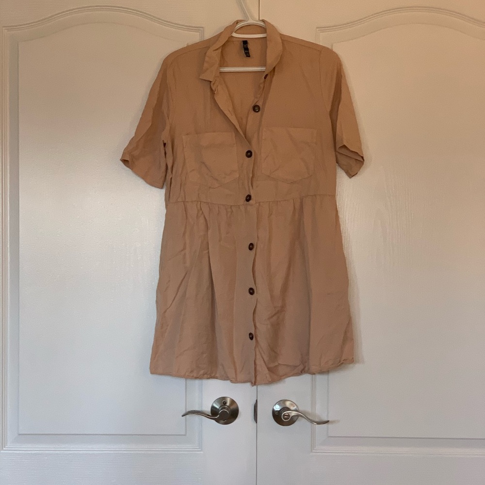 Light pink beige collared dress